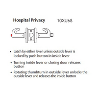 Sargent V33-10XU68-VSLL Hospital Privacy Function Cylindrical Lock, Visual Indicator Trim Both Side, Green/Red, Non-Keyed