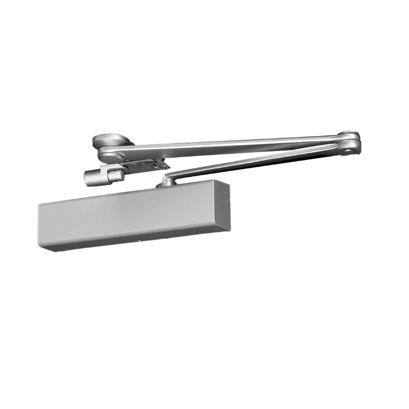 Accentra 2731-689-SNB architectural door closer, non-hold open spring stop arm, silver aluminum sprayed finish