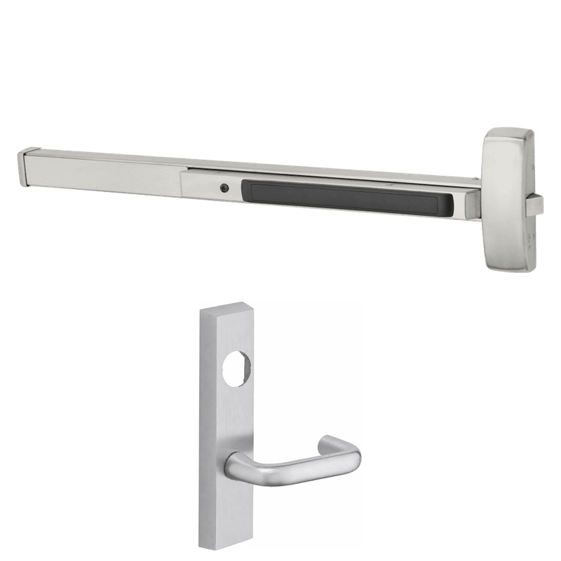 Sargent 55-8813-F-ETJ Rim Exit Device, Classroom Function, Request To Exit, For 33-36 Inch Width Door, Hex Key Dogging, Less Cylinder, US32D-630 Satin Stainless Steel