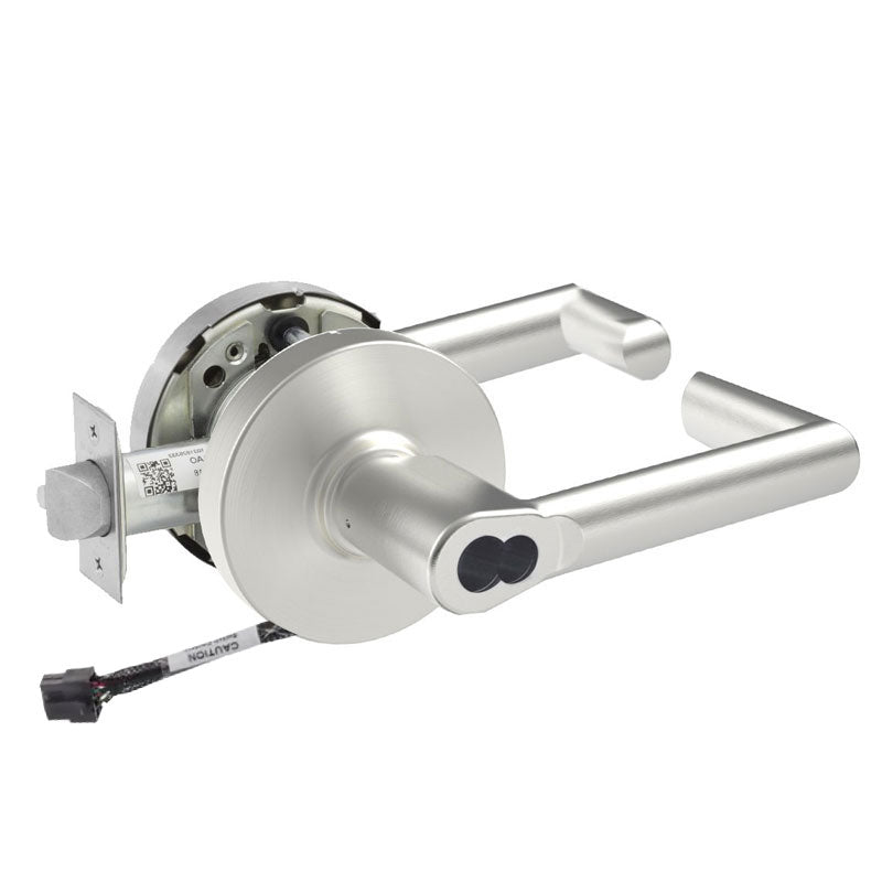 Sargent 60-RX-10XG05-LMW-12V US26D satin chrome cylindrical lock, LMW lever, request to exit, IC core keyway