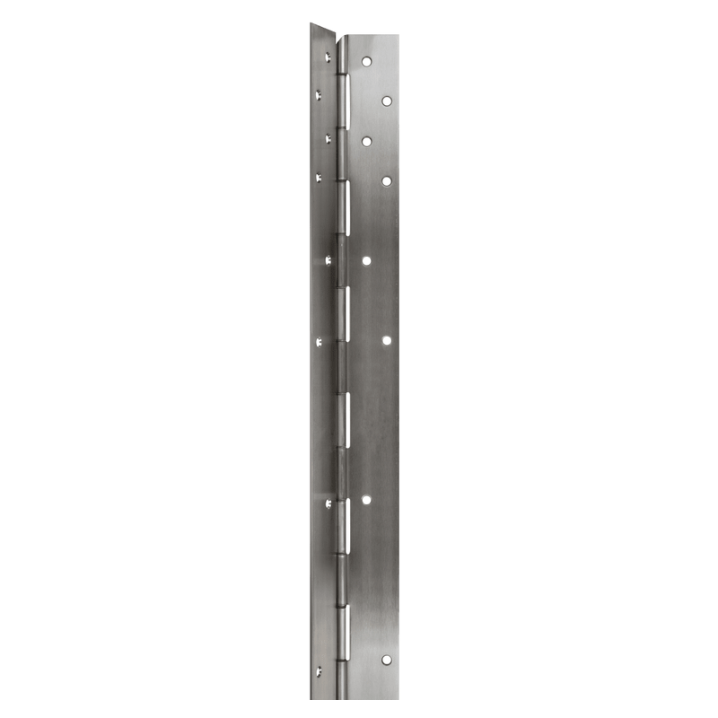 Ives 700HT-95-US32D Pin and Barrel Continuous Hinge, Concealed, 95 Inch Height, Hospital Tip, 1/8 in Inset, For 1 3/4 Tk Bevel Or Square Edge Door, Max 48 in Dr Width, Non Handed, 630 Satin Stainless Steel