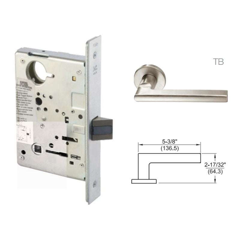 Accentra (Yale) TBR3-8801RL-626 Passage Or Closet Mortise Lock, Satin