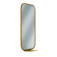 Bradley 7B1-2018300 Elvari frameless mirror with shelf, brushed brass (BR) finish, 18" x 30", rounded corners