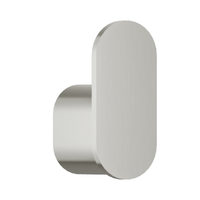Bradley 9B1-110000-BS Elvari single robe hook in brushed stainless finish with rounded rectangular face