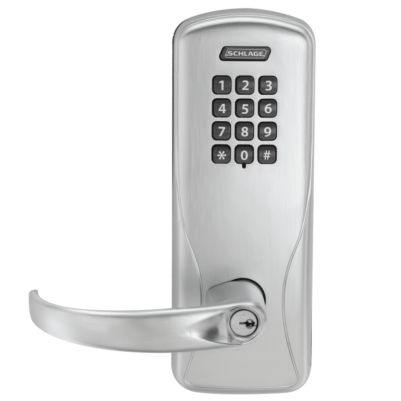 Schlage Electronics CO100CY70-KP-SPA-P Classroom/Storeroom Electronic Cylindrical Keypad Lock, Schlage "C" Keyway Keyed Random - US26D-626 Satin Chrome