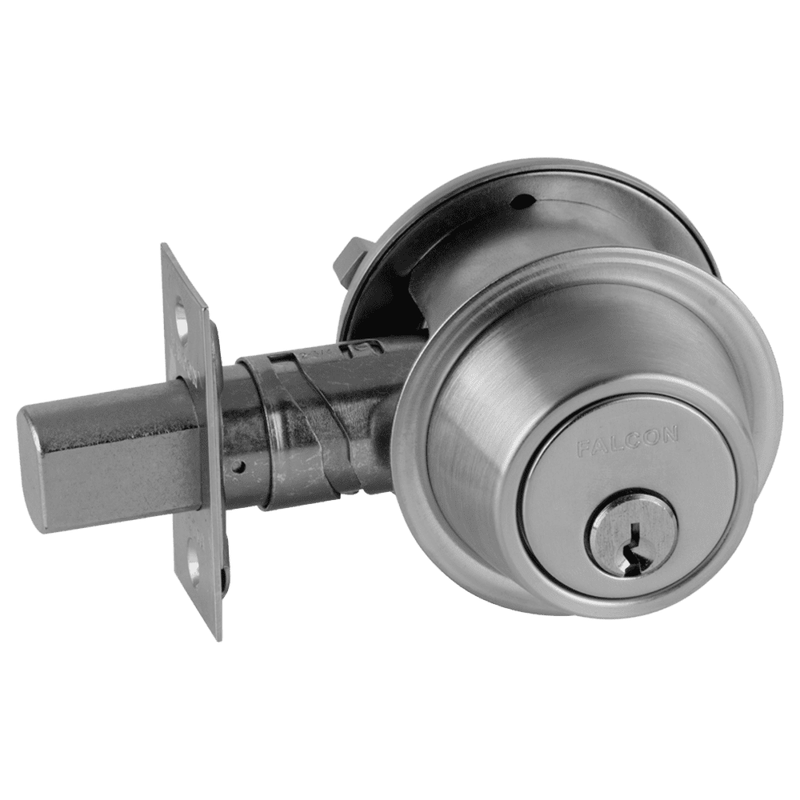 Falcon D241-P6-626 Deadbolt, Single Cylinder x Turn, 6-Pin Schlage C Keyway Cylinder, Keyed Different, 2-3/8"-2-3/4" Adjustable Backset, D200 Series, US26D Satin Chrome Finish