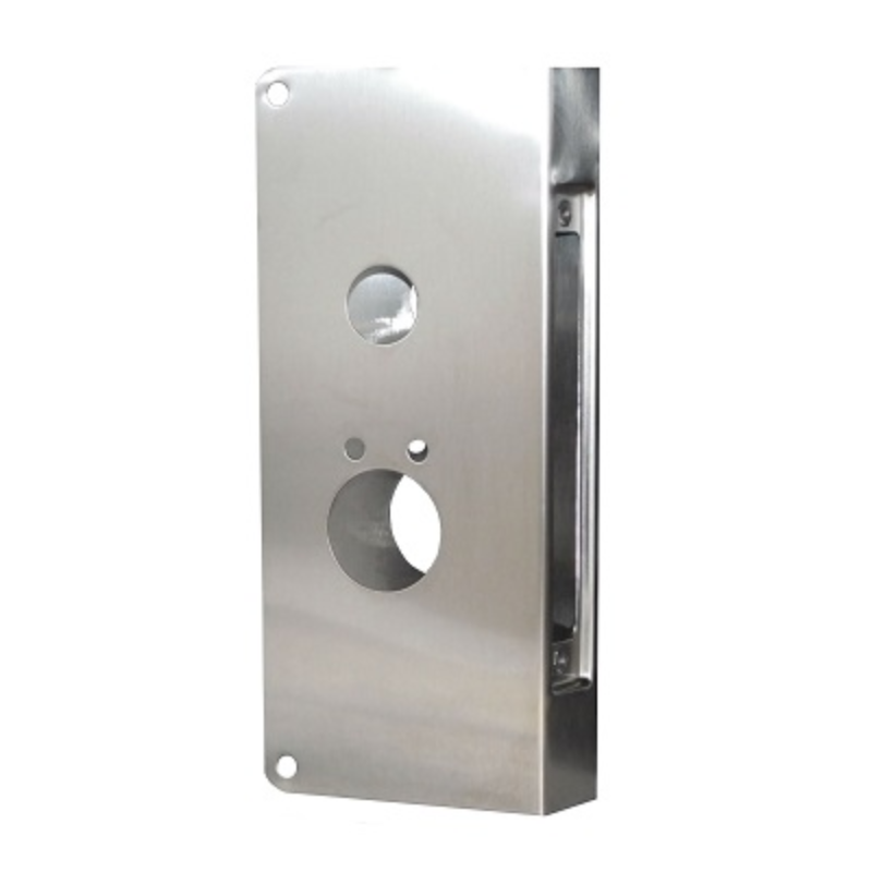 Don Jo 518-S-CW wrap around door plate, satin stainless steel, for Schlage King Cobra mortise lock