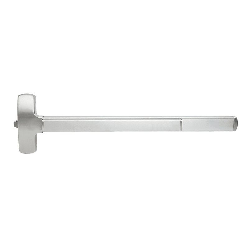 Falcon F-25-R-EO Fire Rated Rim Exit Device, Wide Stile Pushpad, Exit Only, Less Trim, No Dogging, Non Handed, Grade 1