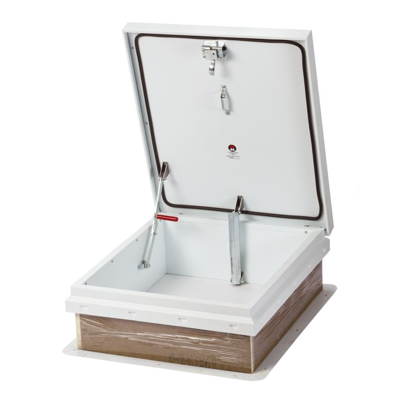 JL Industries RHDG Diamond Series Roof Hatch with R-6 Insulation, For Application On Ladder, Galvannealed Steel, White Textured Powder Coat