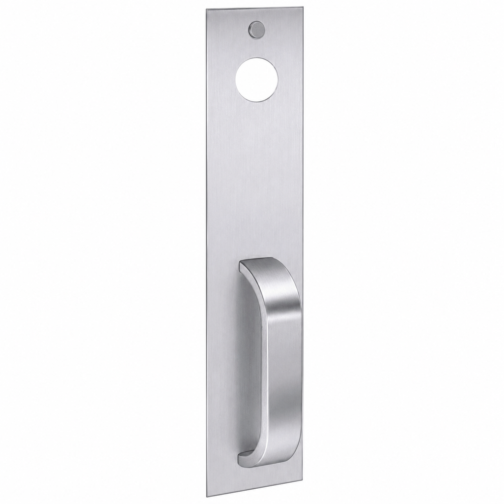 SARGENT LC814PSB-US26D exit trim pull handle, satin chrome plate with curved pull and cylinder opening