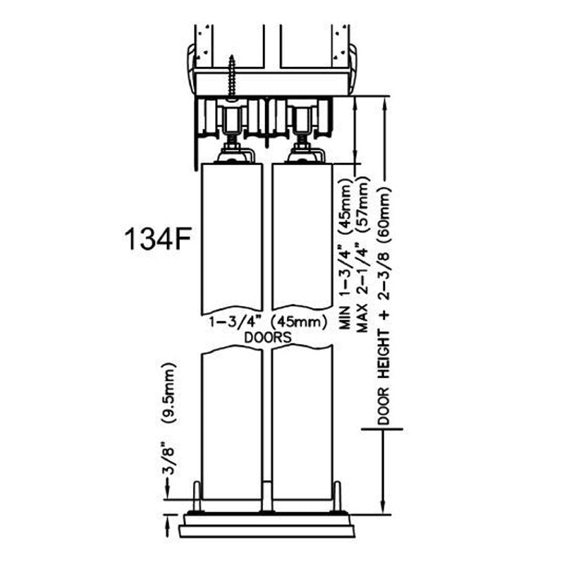 LE Johnson 134F722D 72" [2] Door Bypass Track & Hardware Drawing