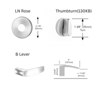 Sargent 8265-LNB Privacy Bedroom or Bath Mortise Lock, B - Lever, LN - Rose, Field Reversible, Grade 1