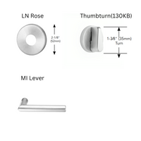 Sargent 8265-LNMI Privacy Bedroom or Bath Mortise Lock, MI - Lever, LN - Rose, Field Reversible