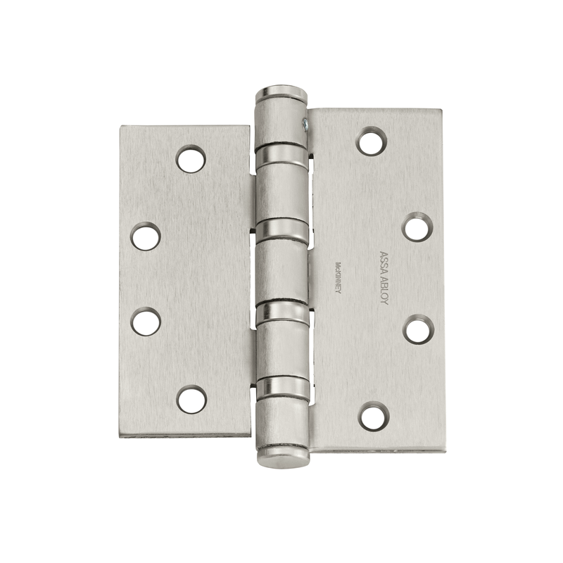 McKinney T4A3386-5x4-1/2-US32D-INTERIM Full Mortise Heavy Weight Bearing Hinge, Five Knuckle, Interim Unequal Leaf, 630 Satin Stainless Steel Finish