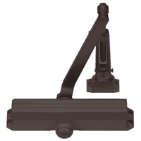 Norton 1601H-690 surface door closer in dark bronze, tri-mounted with pull-side friction hold-open arm