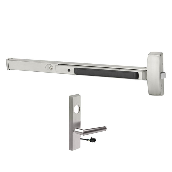 Sargent LC-43-16-8876-F-ETMI-24V-US32D Fail Secure 33"-36" Rim Exit Device, 24V ETMI Trim, Less core, Cylinder Lockdown, Flush End Cap, Stainless Steel