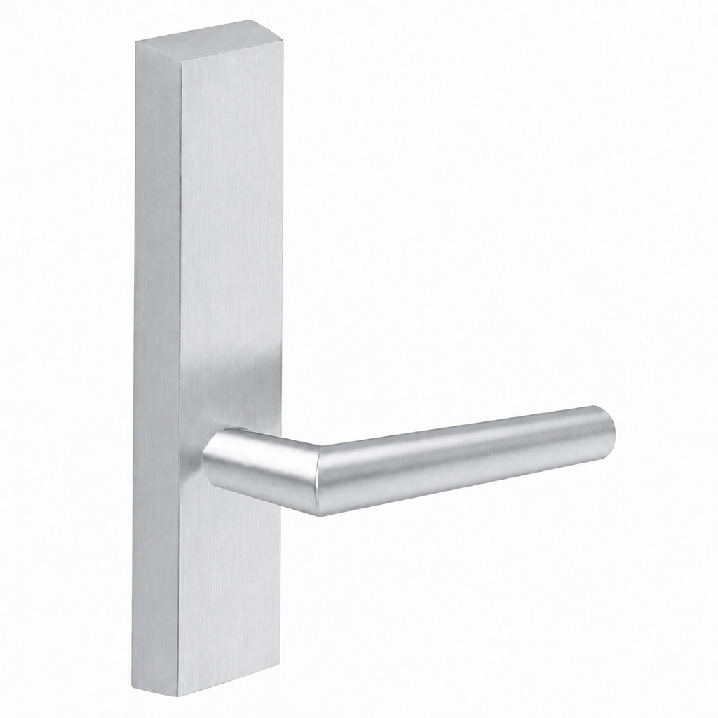 SARGENT 715-8-ETMI exit device trim with MI lever, US26D satin chrome, rectangular escutcheon, non-keyed