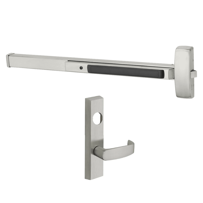 Sargent 8804-J-ETL-LC US32D satin stainless rim exit device, night latch ETL lever trim, less cylinder