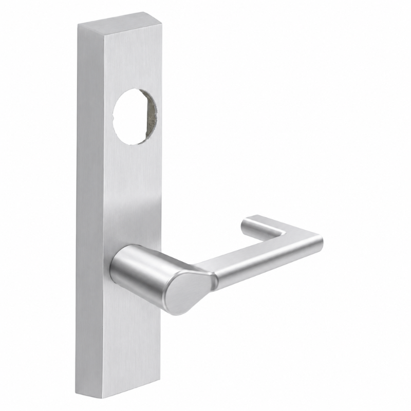 SARGENT LC-704-ETND-US26D exit device trim with ND lever, satin chrome rectangular escutcheon, less cylinder