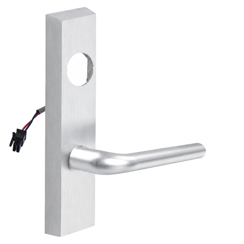 SARGENT LC-776-8-ETME-12V-US26D electrified ET trim with ME lever, satin chrome escutcheon and wire lead