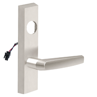SARGENT LC-776-8-ETMJ-12V-US15 electrified ET trim lever in satin nickel, rectangular escutcheon with wiring