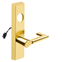 SARGENT LC-776-8-ETND-12V US3 electrified ET trim lever in polished brass, rectangular escutcheon, less cylinder