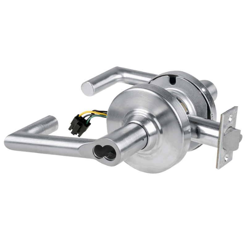 Schlage ND80BD-BRK-RX-626 storeroom cylindrical lock, satin chrome, Boardwalk lever, SFIC prep less core