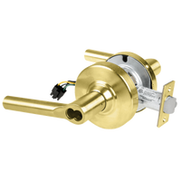 Schlage ND80BD-BRW-RX storeroom lock, Broadway lever, satin brass 606, SFIC prep less core, RX wiring