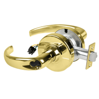 Schlage ND80BD-EL-SPA-605 electrified storeroom lock, bright brass Sparta lever with latch and SFIC prep