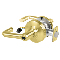 Schlage ND80BD-EL-TLR-606 electrified storeroom cylindrical lever lock, satin brass, tubular lever and latch