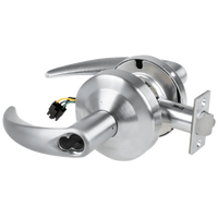 Schlage ND80BD-OME-626 RX storeroom cylindrical lock, satin chrome, Omega lever with latch and wiring harness