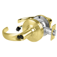 Schlage ND80JD-EU-SPA electrified storeroom lock, Sparta lever, satin brass 606, cylindrical chassis