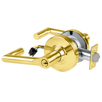 Schlage ND80PD-BRK-RX storeroom cylindrical lock, Boardwalk lever, bright brass 605, keyed cylinder