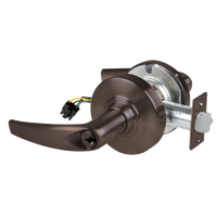 Schlage ND80PD-EL-ATH electrified storeroom lever lock, 613 bronze finish, Athens lever with keyed cylinder