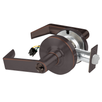 Schlage ND80PD-EL-RHO-643E electrified storeroom lock, dark bronze, Rhodes lever with keyed cylinder