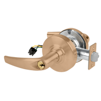 Schlage ND80PD-EU-ATH electrified storeroom lock, Athens lever, satin bronze 612 finish with keyed cylinder