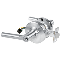 Schlage ND80PD-EU-BRW-626 electrified storeroom lock, satin chrome, Broadway lever with keyed cylinder