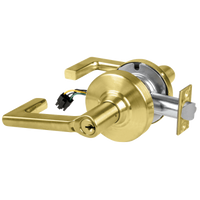 Schlage ND80PD-EU-LON-606 electrified storeroom lock, satin brass, Longitude lever with keyed cylinder