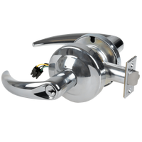 Schlage ND80PD-EU-OME-625 electrified storeroom lock, bright chrome, Omega lever, keyed cylinder and latch