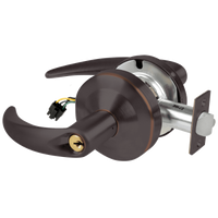 Schlage ND80PD-EU-OME-643E electrified storeroom lock, dark bronze finish, Omega lever with keyed cylinder