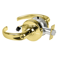 Schlage ND80PD-EU-SPA-605 electrified storeroom lock, bright brass, Sparta lever with keyed cylinder