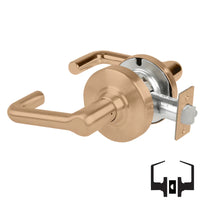Schlage ND10S-TLR passage lever set 612 satin bronze, cylindrical non-keyed lock with tubular lever and latch