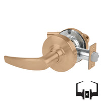 Schlage ND10S-ATH 612 cylindrical passage set, satin bronze Athens lever with round rose and latch