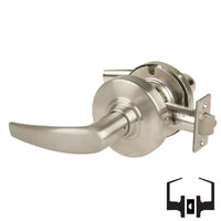 Schlage ND10S-ATH 619 satin nickel cylindrical passage set with Athens lever and round rose
