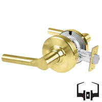 Schlage ND10S-BRW 606 cylindrical passage set, satin brass Broadway lever with round rose, non-keyed