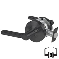 Schlage ND10S-LAT 622 passage lever set, matte black cylindrical lock with Latitude lever and latch
