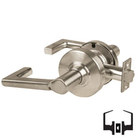 Schlage ND10S-LON 619 cylindrical passage set, satin nickel, Longitude lever with round rose and latch