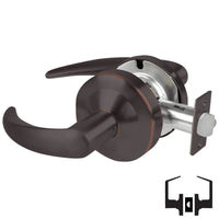 Schlage ND10S-OME Omega passage lever set, Aged Bronze 643E, cylindrical non-keyed lockset with round rose