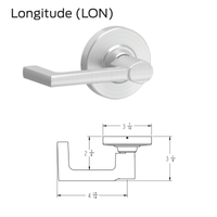 Schlage Longitude LON cylindrical lock lever trim, satin chrome finish, straight return lever with round rose