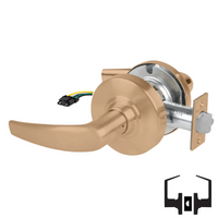 Schlage ND10S-ATH-RX Cylindrical Passage Set, Athens Lever, Non-Keyed, Request To Exit Switch, US10-612 Satin Bronze
